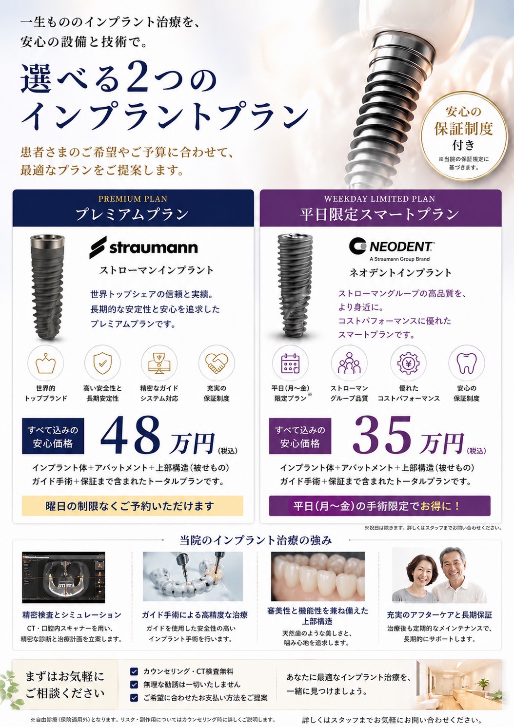 選べる2つのインプラントプラン